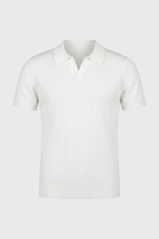 Polo Shirt Heren Regular Fit Geribde Knit Korte Mouwen