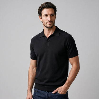 Poloshirt Heren Fine Knit Open Kraag Casual Zomer