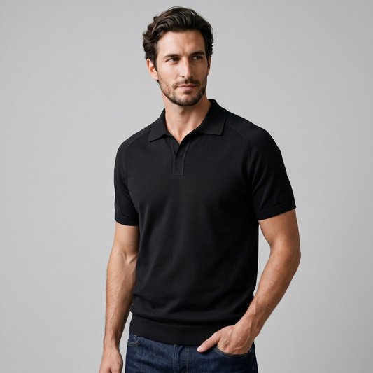 Poloshirt Heren Fine Knit Open Kraag Casual Zomer