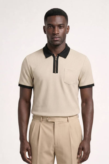 Poloshirt Heren Klassieke Fit Contrastkraag Casual