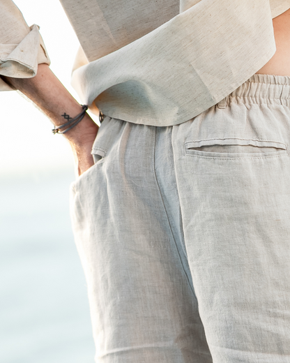 Shorts Heren Linnen Rechte Pasvorm Zomer Casual