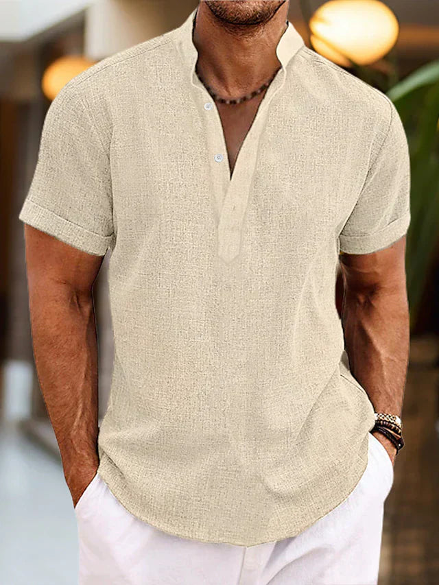 Peter | Heren Zomer Henley-Shirt met Korte Mouwen