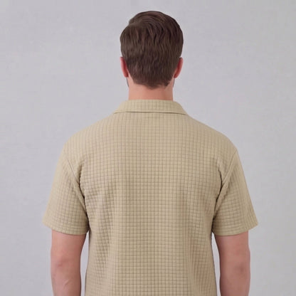 Waffle Knit Set Heren Zomer Casual Half Zip Polo