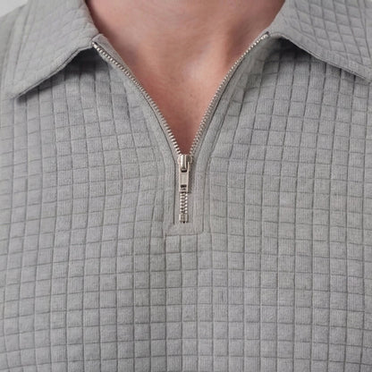 Waffle Knit Set Heren Zomer Casual Half Zip Polo