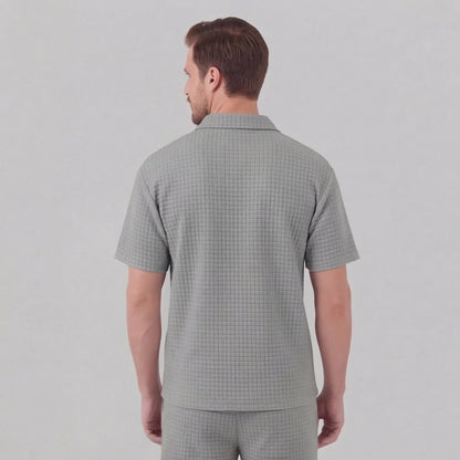 Waffle Knit Set Heren Zomer Casual Half Zip Polo